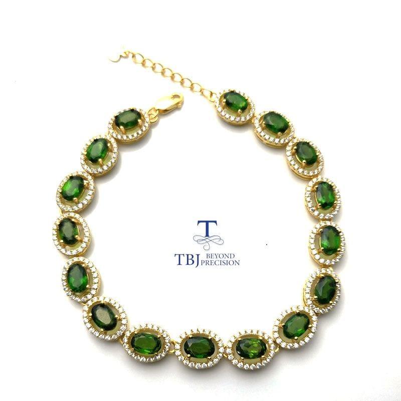 Vintage Long Natural Russia Chrome Diopside Gemstone Bracelet - bracelets