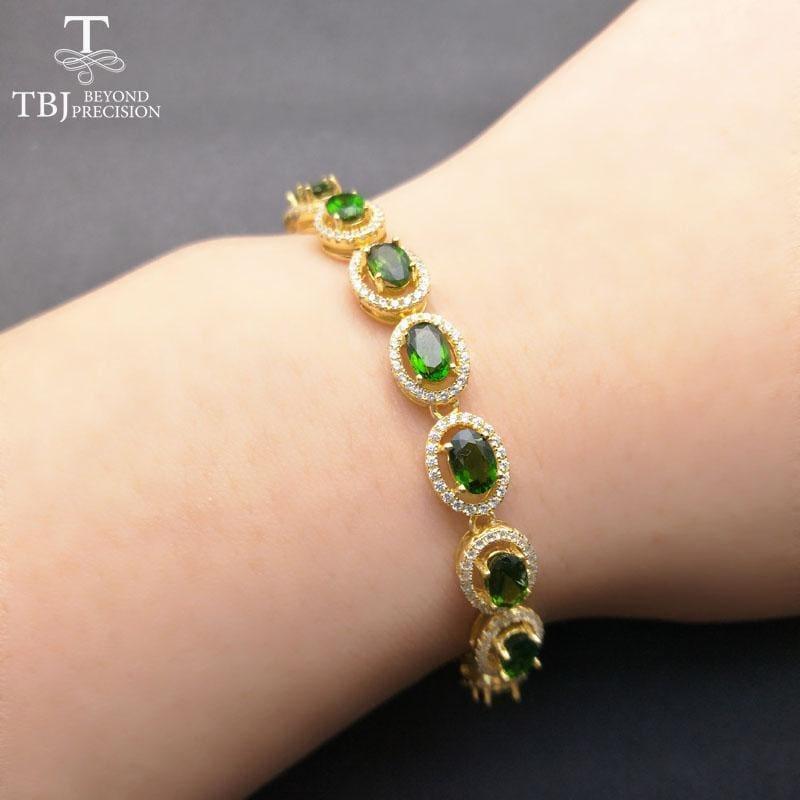 Vintage Long Natural Russia Chrome Diopside Gemstone Bracelet - bracelets