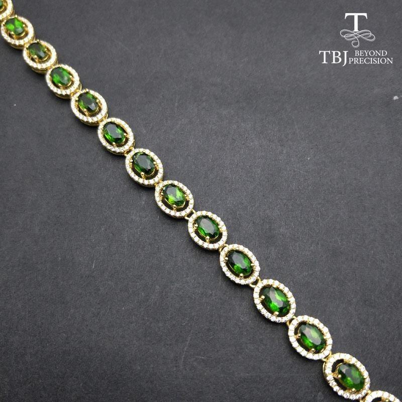 Vintage Long Natural Russia Chrome Diopside Gemstone Bracelet - bracelets