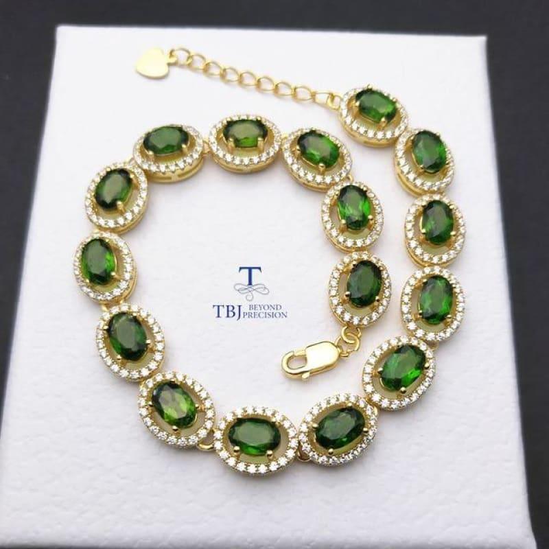 Vintage Long Natural Russia Chrome Diopside Gemstone Bracelet - Green / 21cm - bracelets