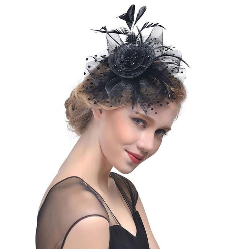 Vintage Mesh Veil Fascinators Hat - Black 2