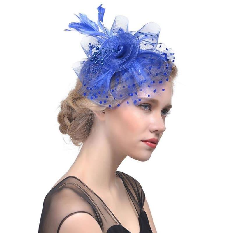 Vintage Mesh Veil Fascinators Hat - Blue 2