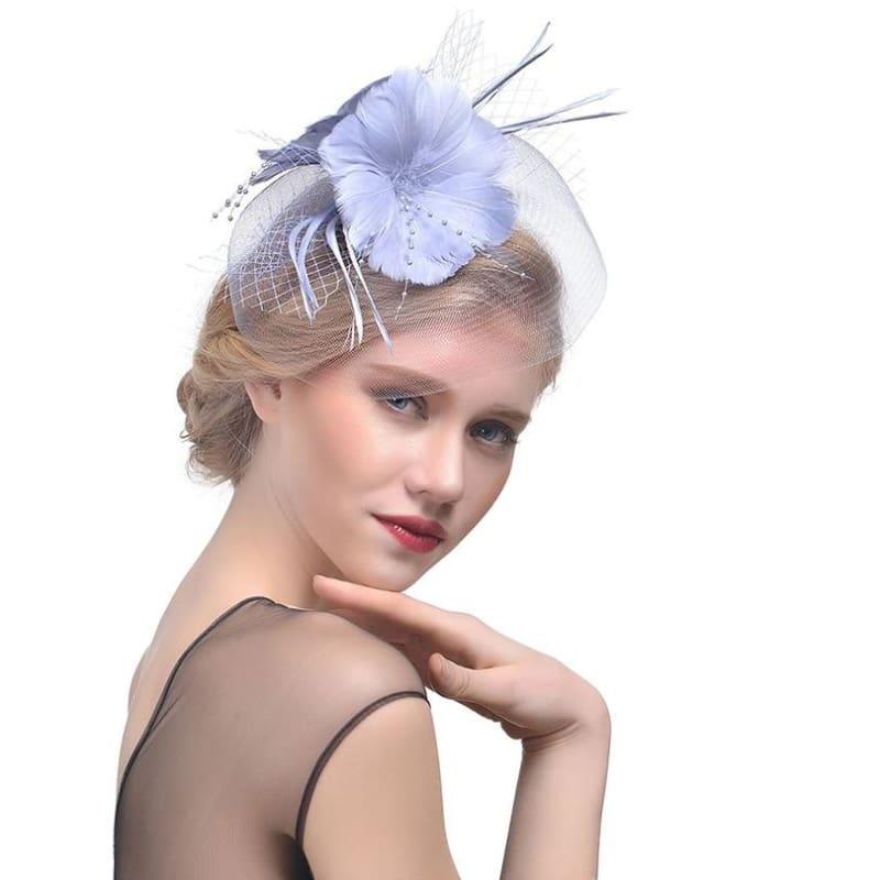 Vintage Mesh Veil Fascinators Hat - Gray