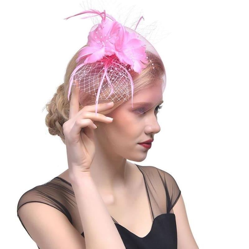 Vintage Mesh Veil Fascinators Hat - Pink