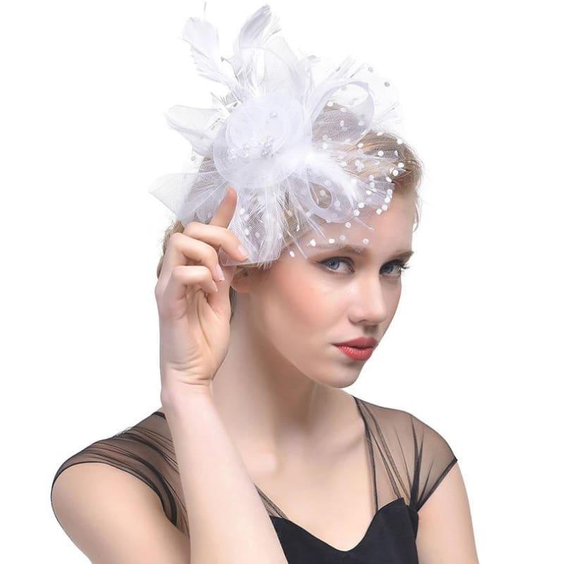 Vintage Mesh Veil Fascinators Hat - White 2