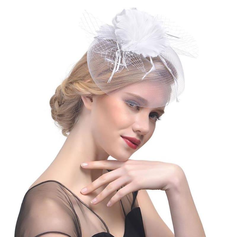 Vintage Mesh Veil Fascinators Hat - White