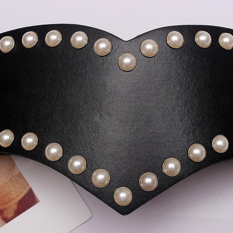 Vintage Pearls Ascent Irregular High Waist Black Wide Belt - Belt