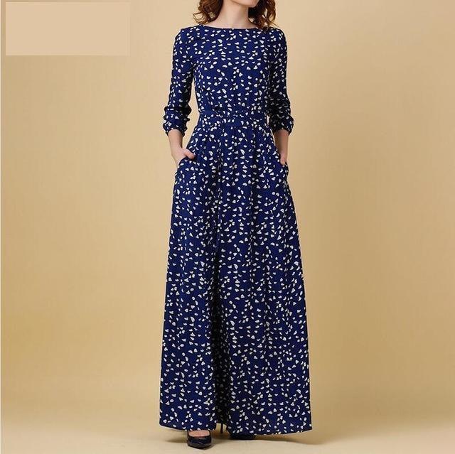 Vintage Print Elegant Maxi Dress - TeresaCollections