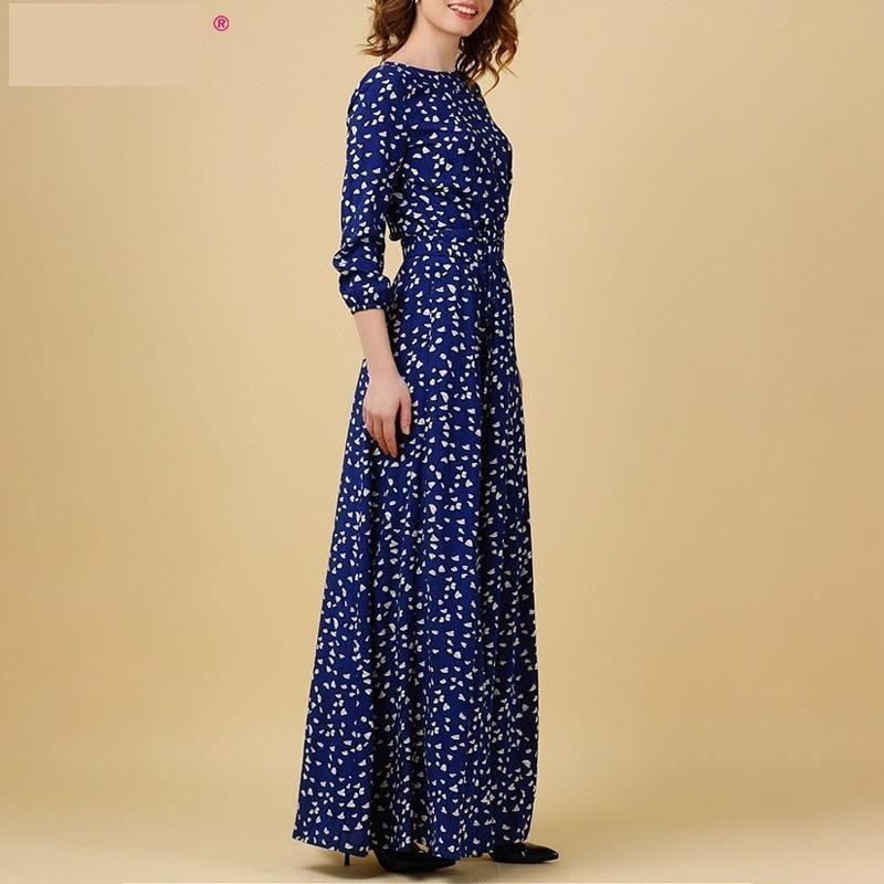 Vintage Print Elegant Maxi Dress - TeresaCollections