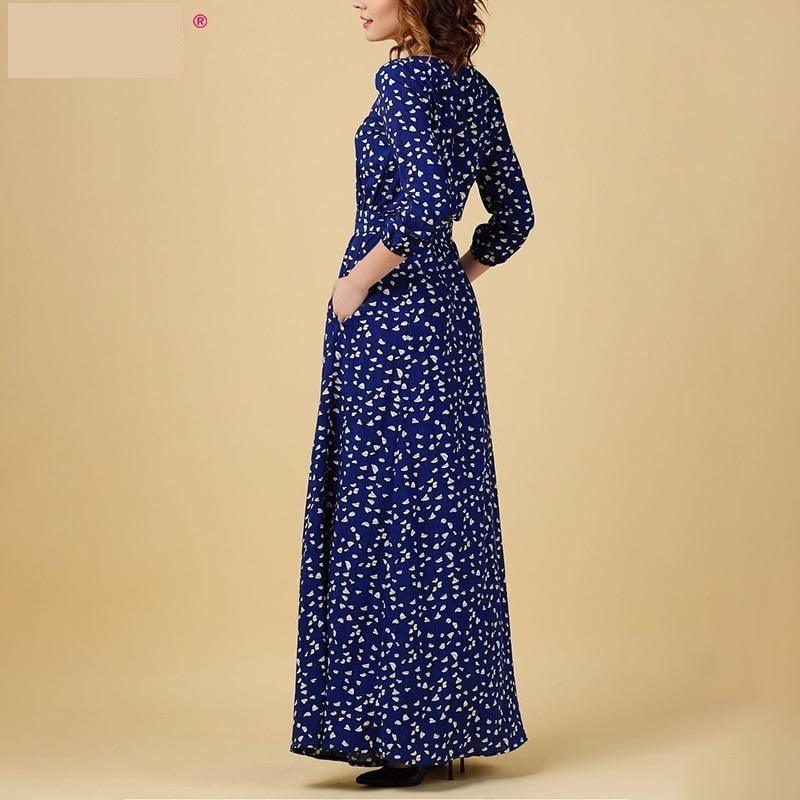 Vintage Print Elegant Maxi Dress - TeresaCollections