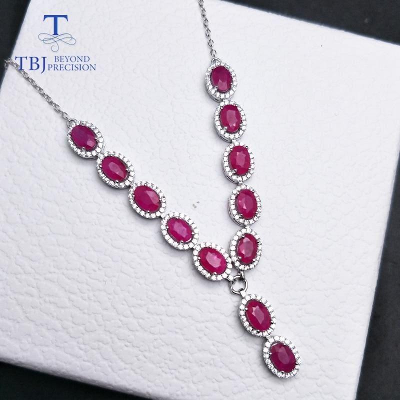 Vintage Ruby Oval 4*6mm 7.95ct S925 Silver Noble Pendant Necklace - ruby / 18 inch - Necklace