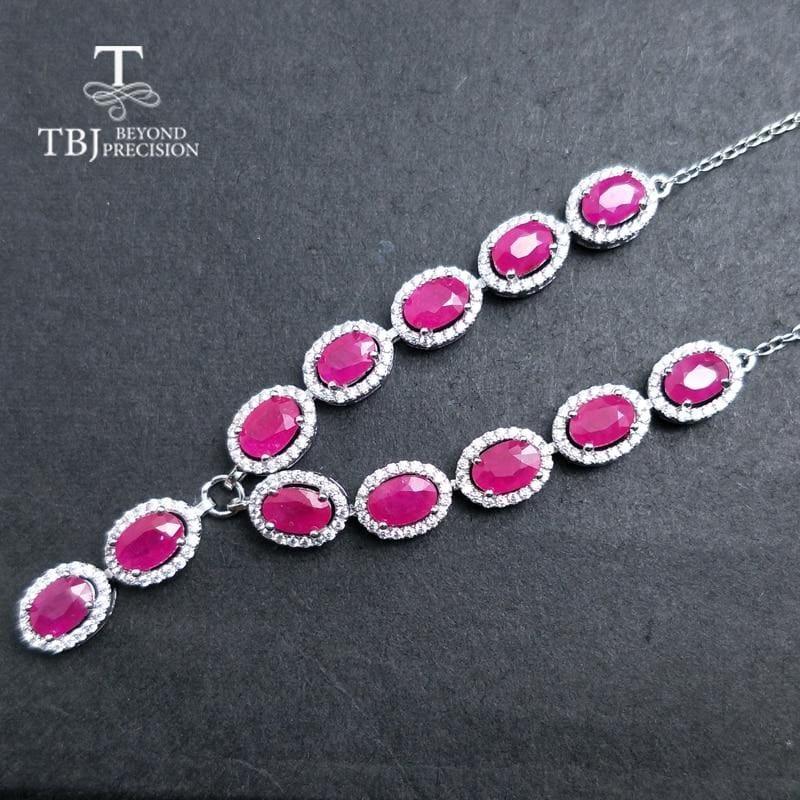 Vintage Ruby Oval 4*6mm 7.95ct S925 Silver Noble Pendant Necklace - Necklace