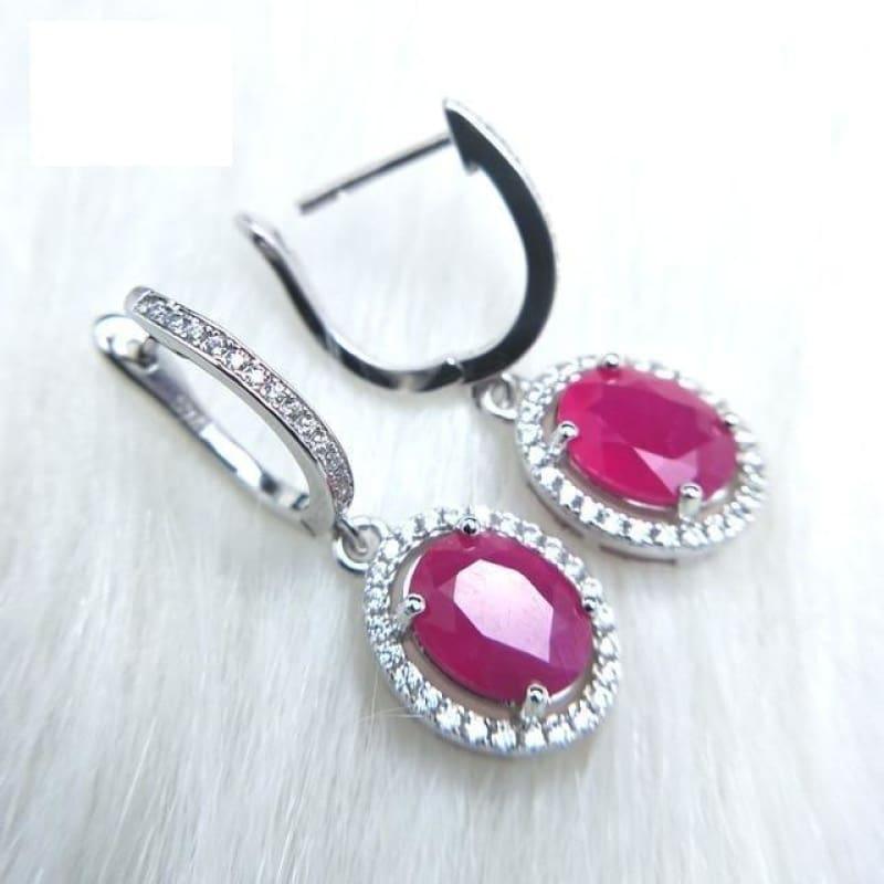 Vintage Ruby Ring and Earrings Gemstone Jewelry Set - earring / 5 - jewelry set