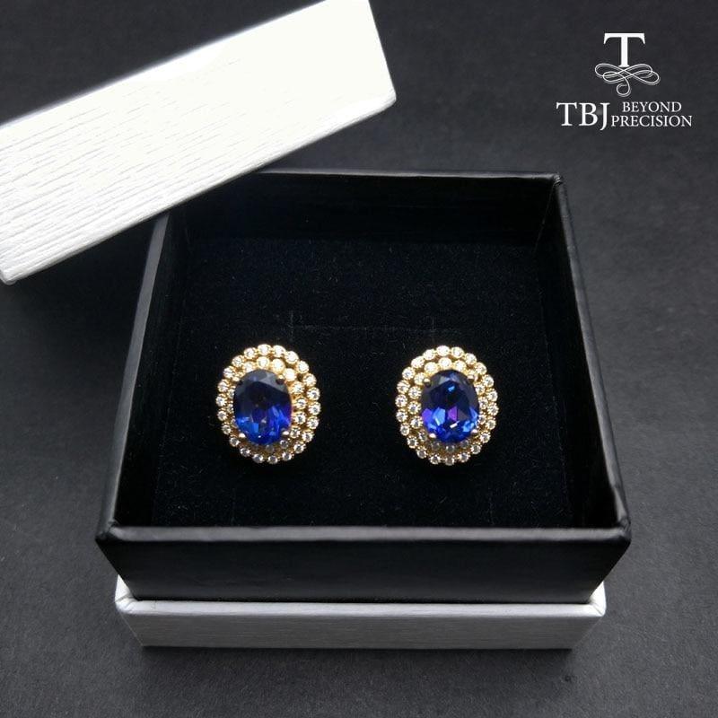Vintage Style Mystic Tanzanite Topaz Yellow Gold Clasp Earrings - earrings