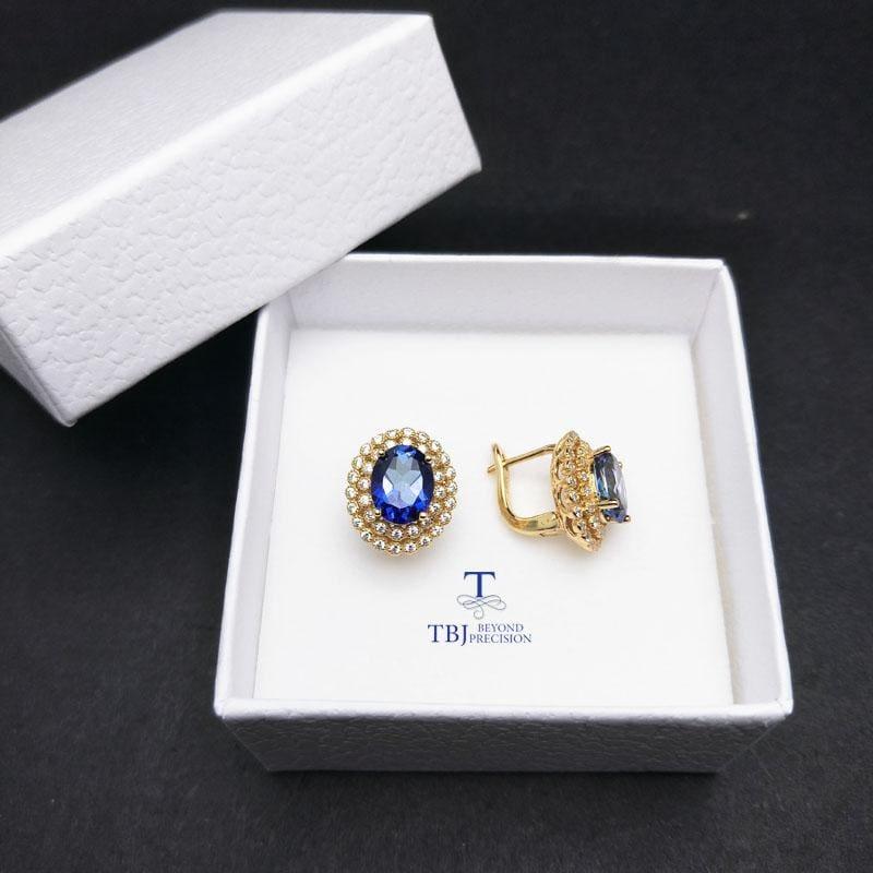 Vintage Style Mystic Tanzanite Topaz Yellow Gold Clasp Earrings - earrings