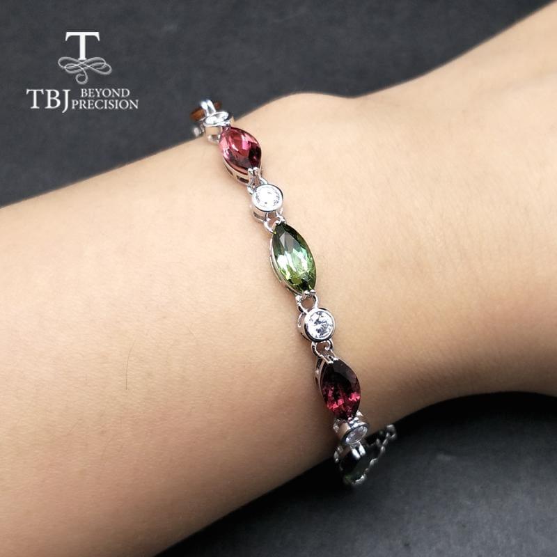 Vintage Tourmaline 925 Sterling Silver Precious Gemstone Bracelets - Bracelets