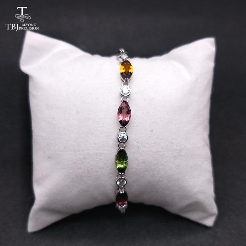 Vintage Tourmaline 925 Sterling Silver Precious Gemstone Bracelets - Bracelets