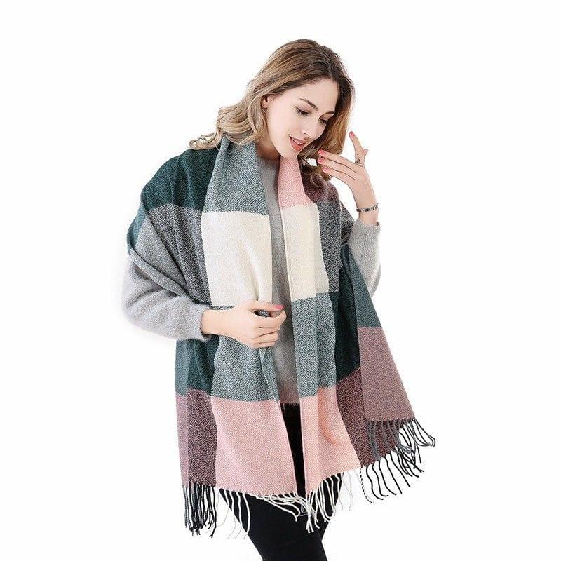 Warm Big Long Scarf Female Luxury Plaid Cashmere Scarf - scarf