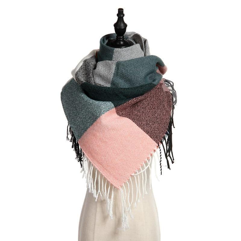 Warm Big Long Scarf Female Luxury Plaid Cashmere Scarf - Scarf