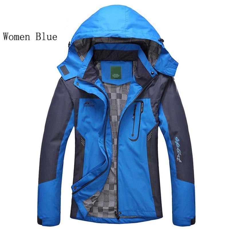 Waterproof Windbreaker Outwear Hooded Parkas Coat - Women Blue / L - Coats