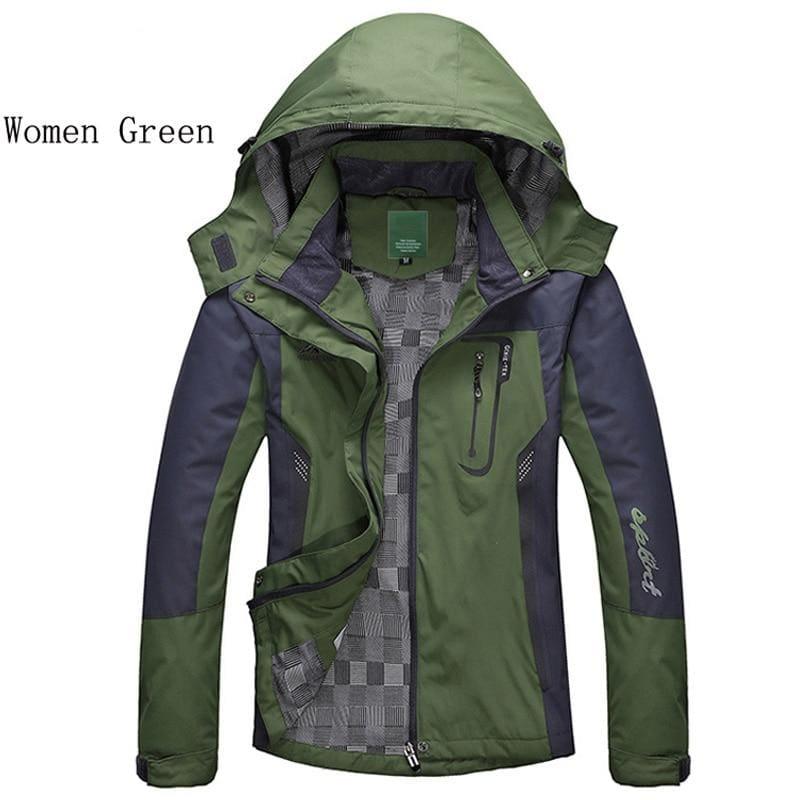 Waterproof Windbreaker Outwear Hooded Parkas Coat - Women Green / L - Coats