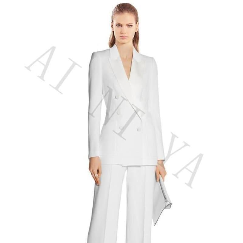 White Jacket+Pants Suits Double Breasted Business Suits - Same as Picture / XXS - Womens suits
