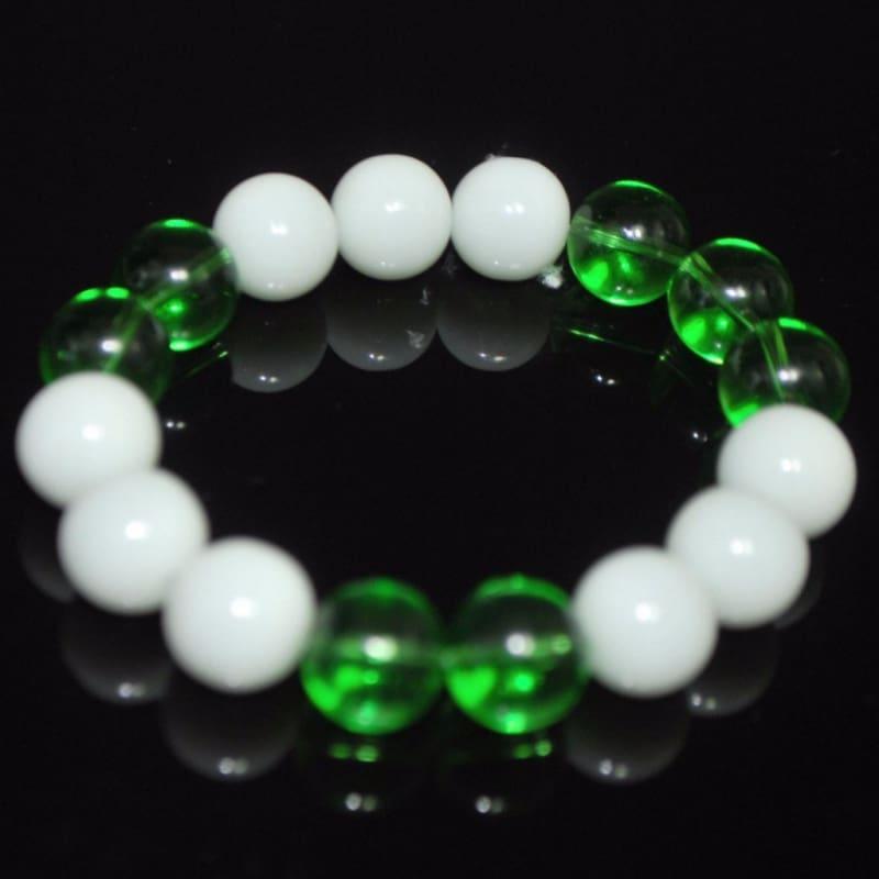 White Jade Bead with Green Quartz Bracelets - Handmade