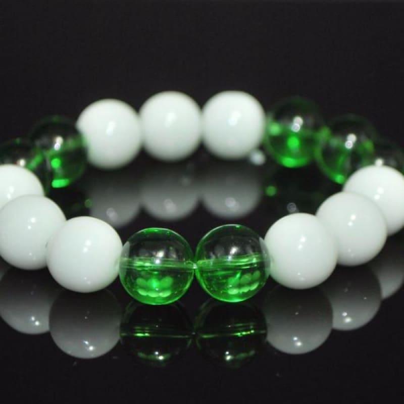 White Jade Bead with Green Quartz Bracelets - Handmade