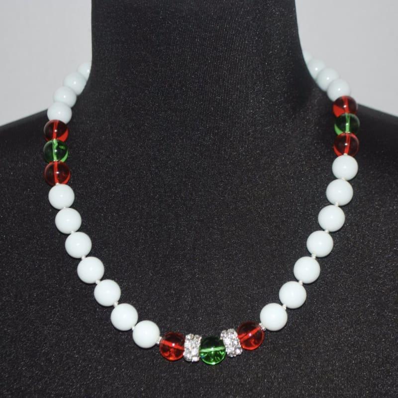 White Jade Stone Necklace. - 16inches / White - Handmade