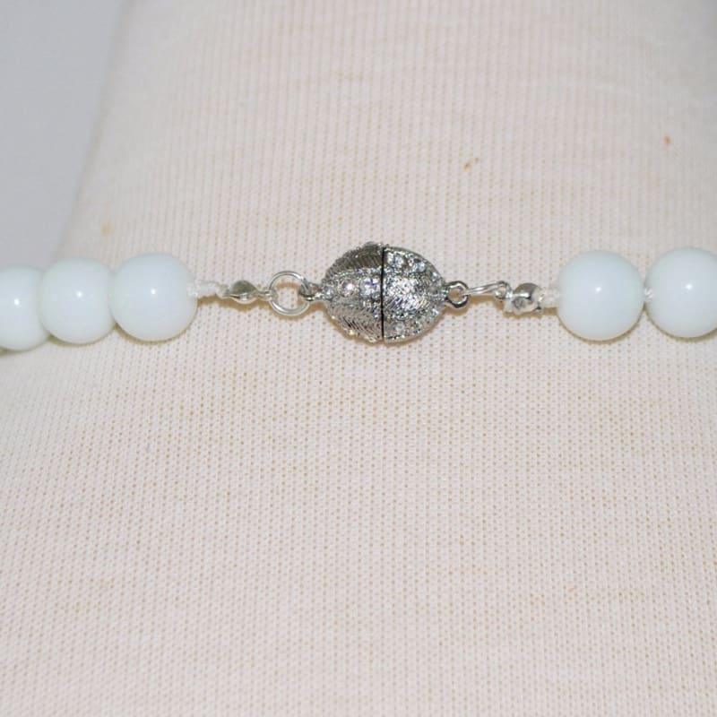 White Jade Stone Necklace. - Handmade