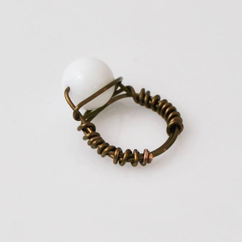 White Jade Stone Womens Ring - 6.5 / Rose gold - Handmade