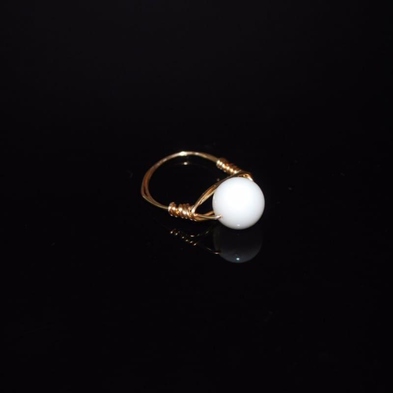 White Jade Stone Womens Ring - 7 / Rose gold - Handmade