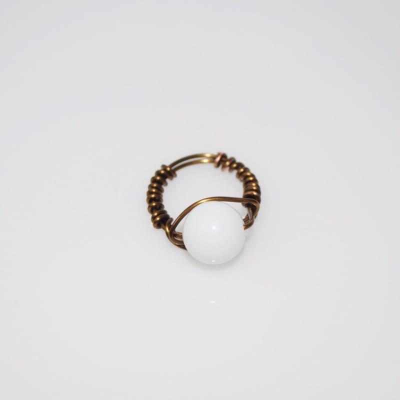 White Jade Stone Womens Ring - Handmade