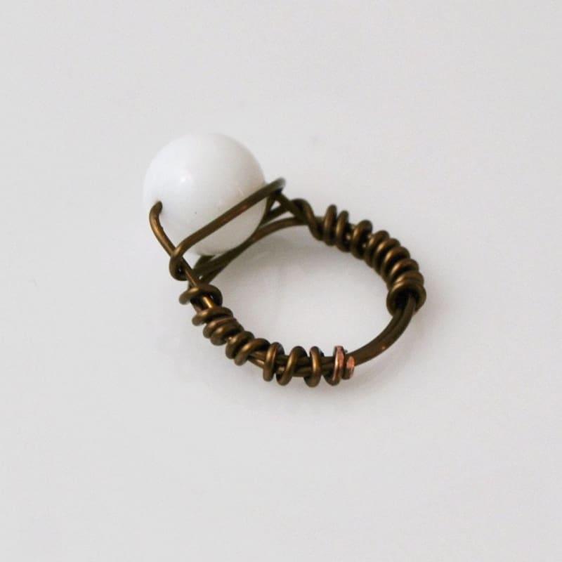 White Jade Stone Womens Ring - Handmade