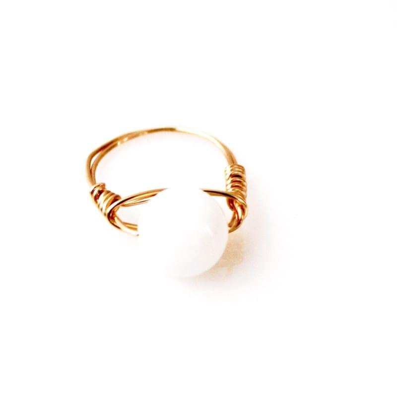 White Jade Stone Womens Ring - Handmade