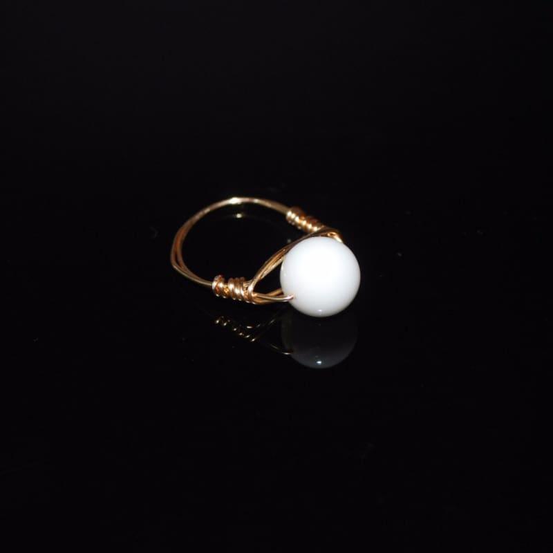 White Jade Stone Womens Ring - Handmade