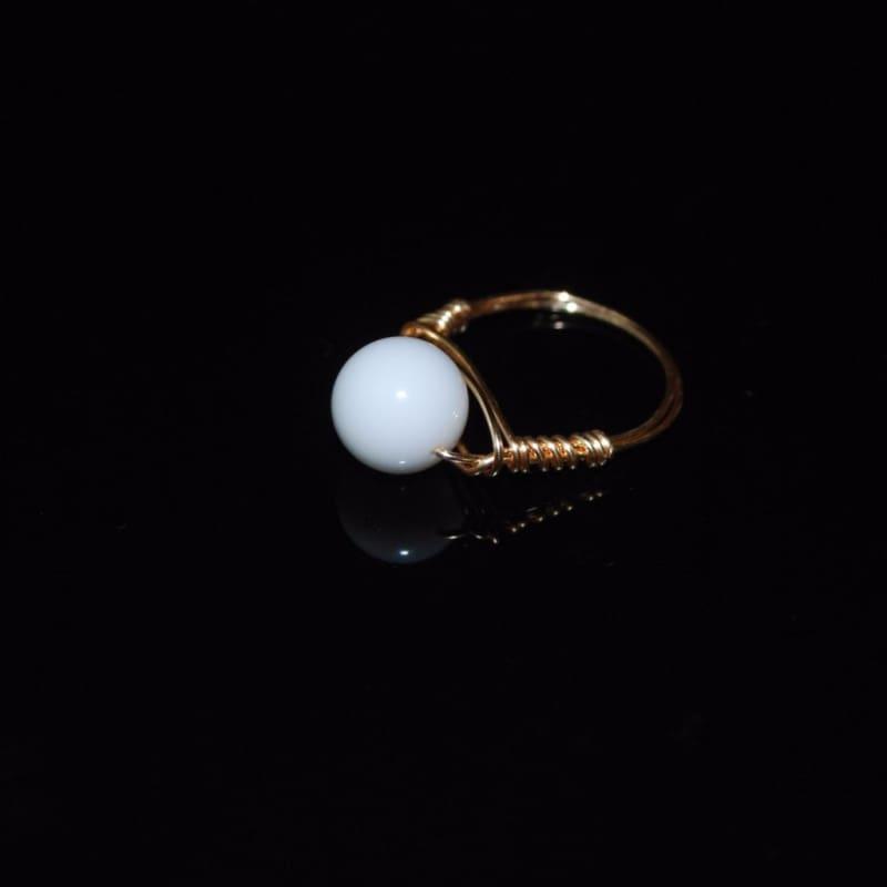 White Jade Stone Womens Ring - Handmade