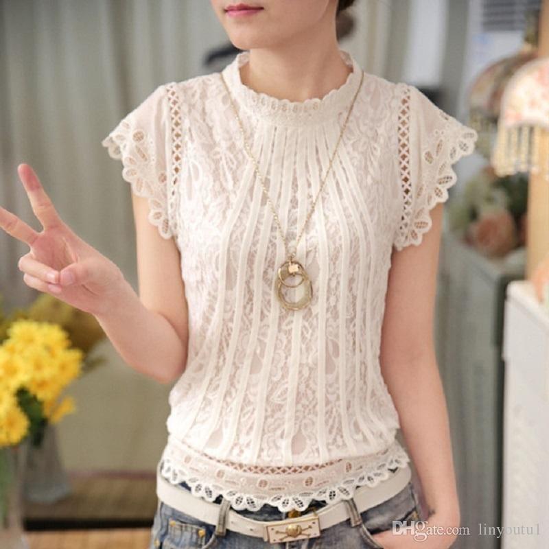 White Mesh Petal Lace Chiffon O-neck Sleeveless Top - Sleeveless