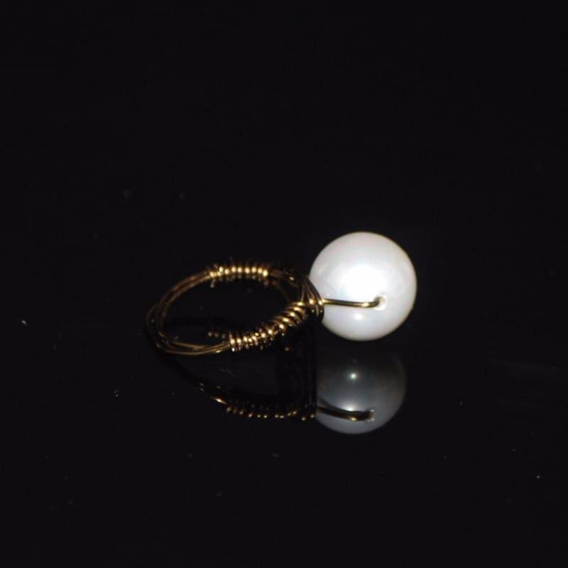 White Shell Bead Ring - Handmade