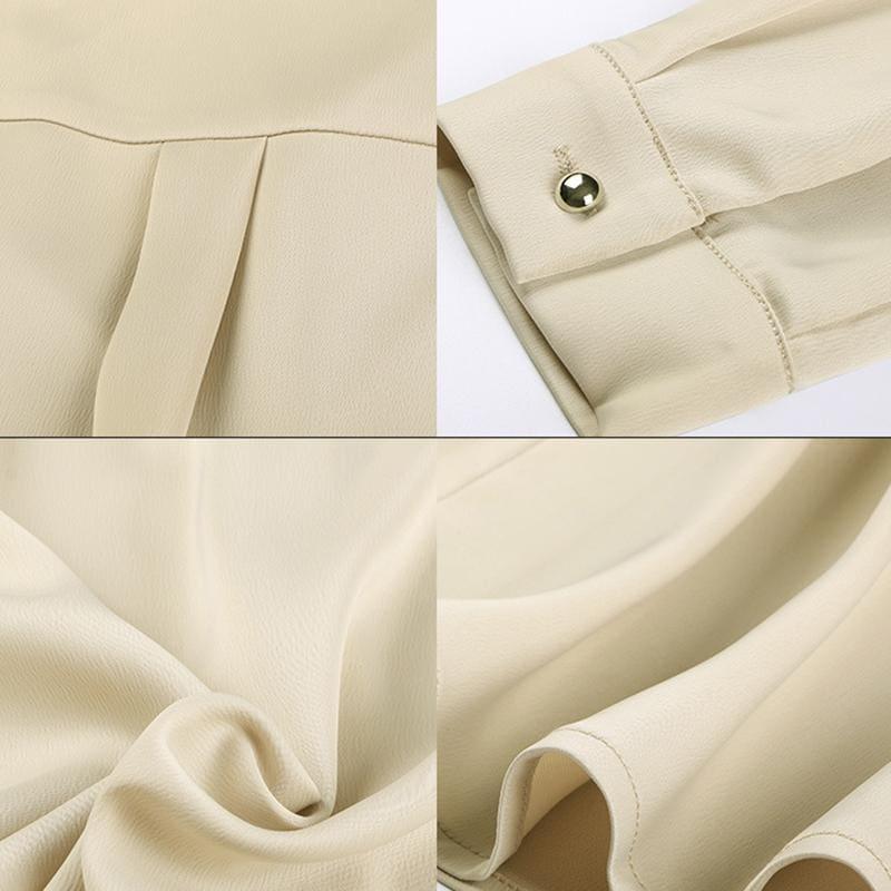 White Silk Long Sleeve Fashion Autumn Women Casual Blouse - Long Sleeve