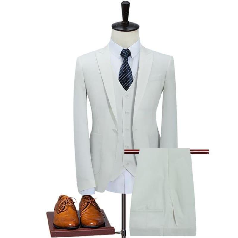 White Three Piece Business Mens Suits - WHITE / 4XL - mens suits