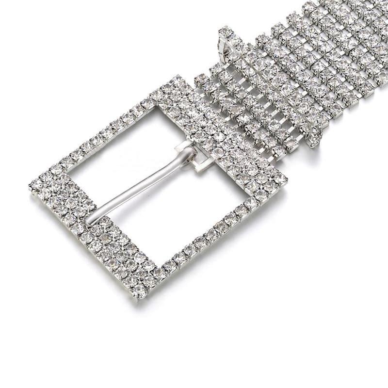 Wide Crystal Chain Rhinestone Waist Womens Belt - Belt