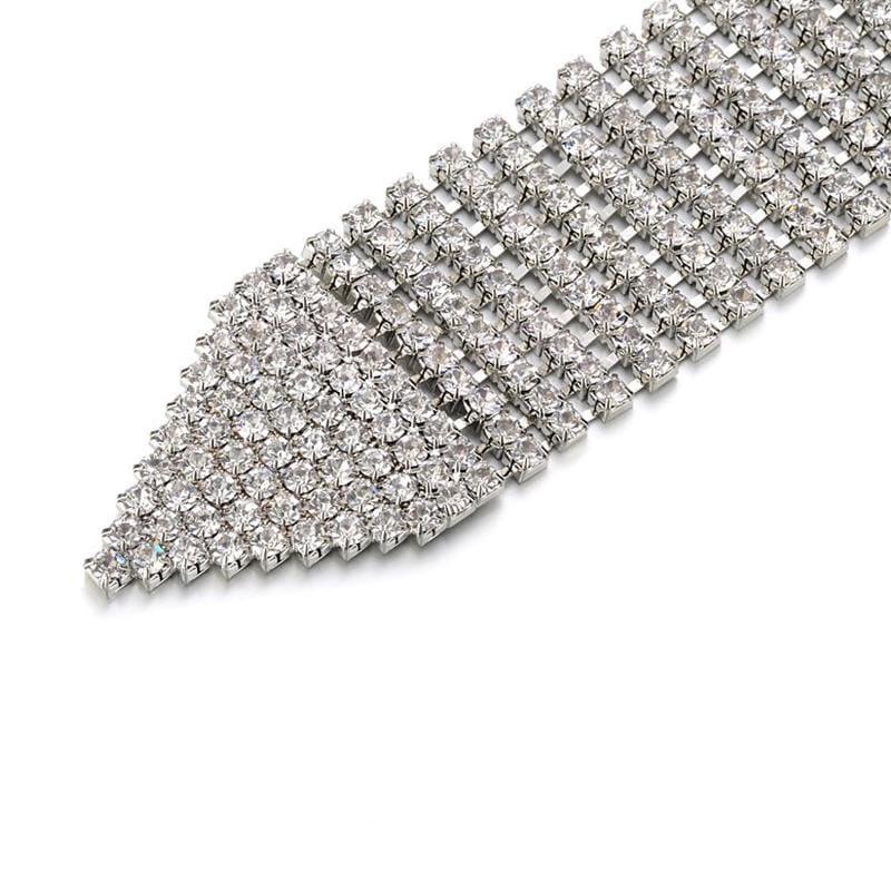 Wide Crystal Chain Rhinestone Waist Womens Belt - Belt