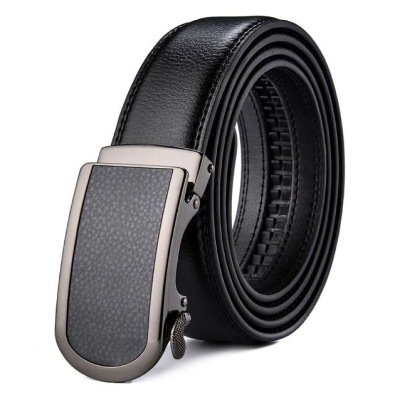 Wide Luxury Automatic Buckle Ratchet Dress Belt - Black / 110cm - belt