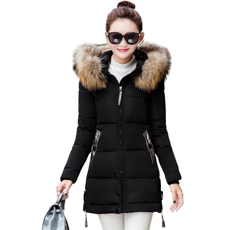 Winter Hooded Female Outerwear Parka Long Coat - Black / 4Xl - Coats