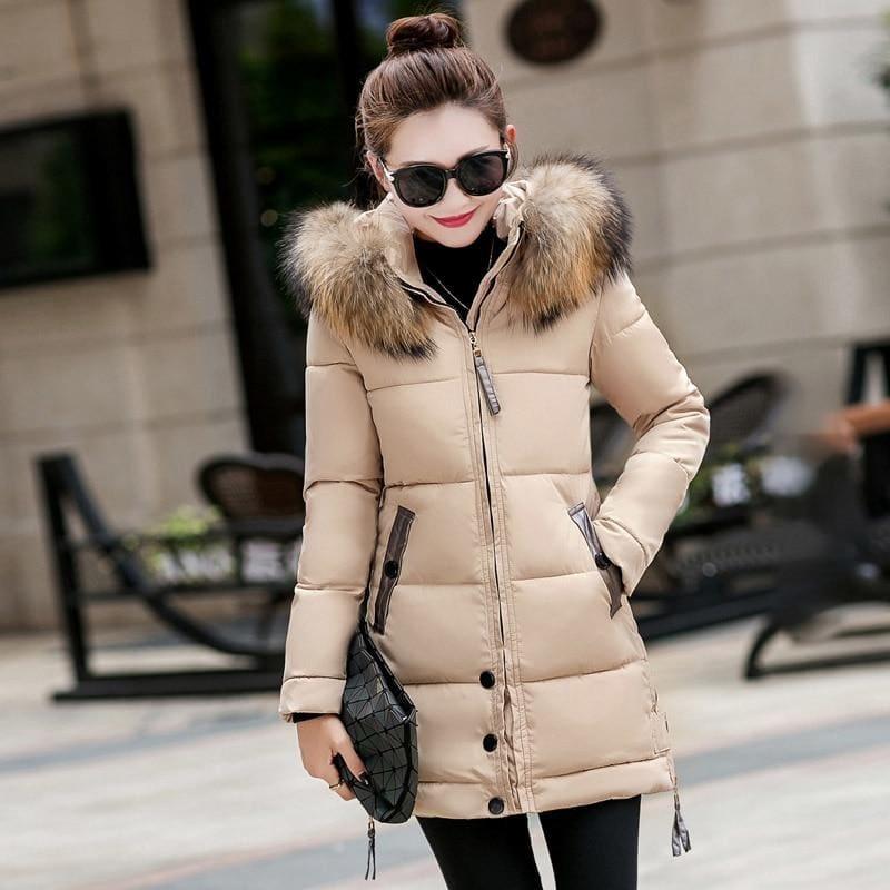 Winter Hooded Female Outerwear Parka Long Coat - Khaki / 4Xl - Coats