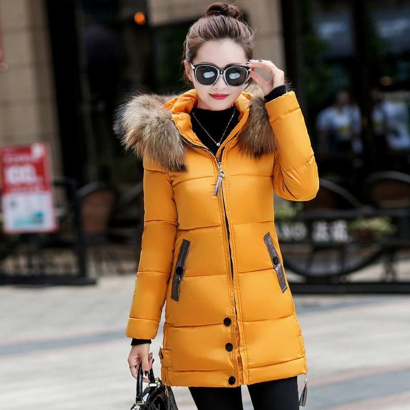 Winter Hooded Female Outerwear Parka Long Coat - Yellow / 4Xl - Coats