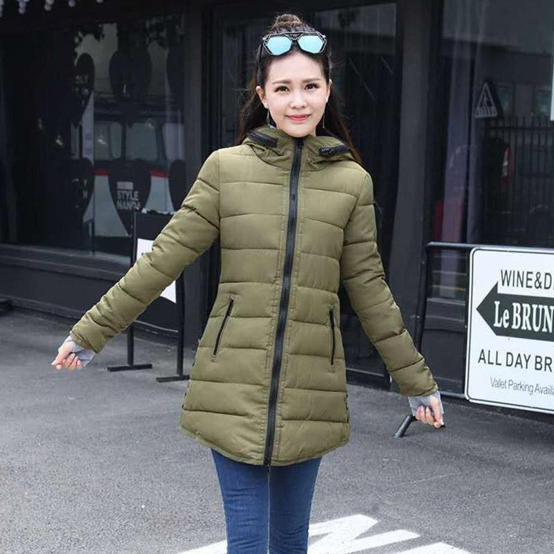 Winter Hooded Warm Candy Color Cotton Paddedcoat - Army Green / L - Coats