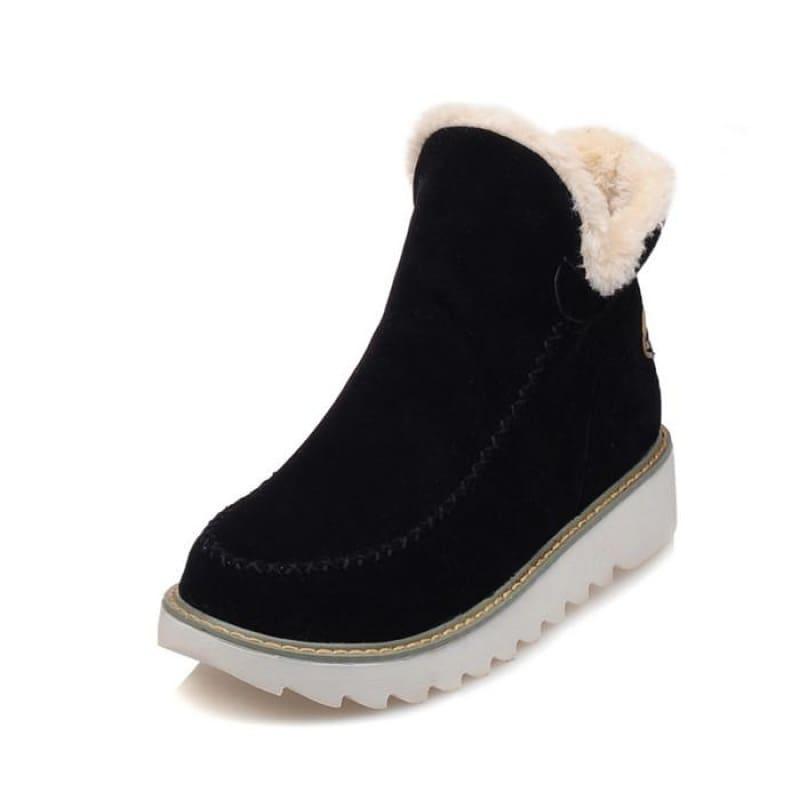 Winter Snow Platform Plush Warm Booties - Black / 10 - Booties