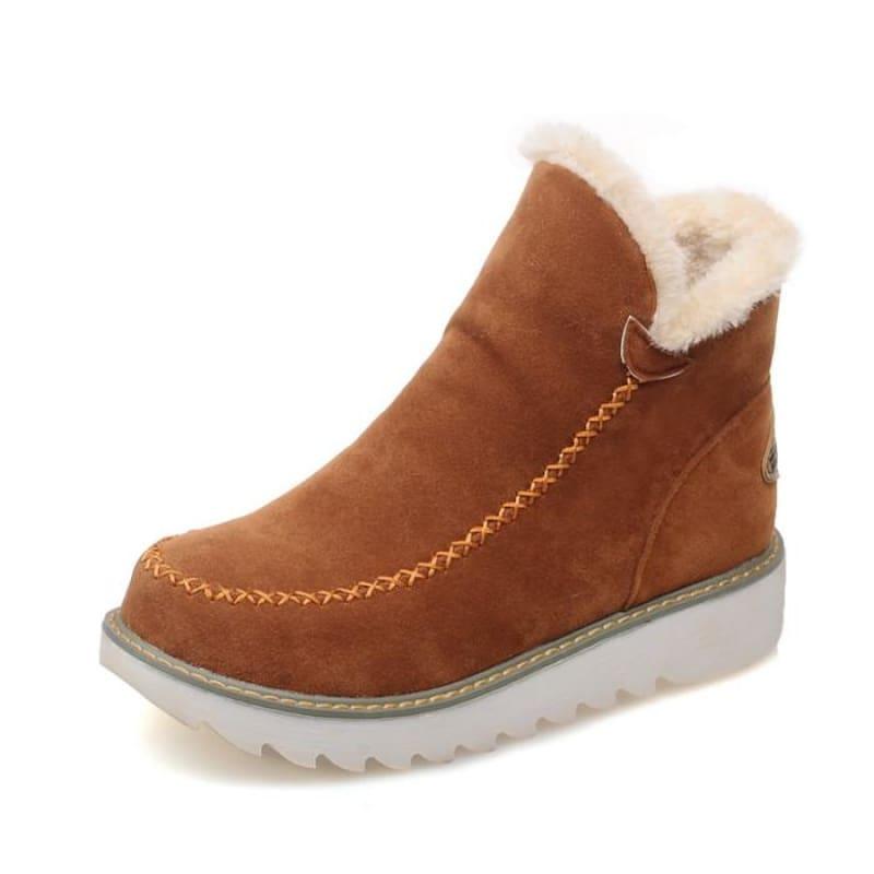 Winter Snow Platform Plush Warm Booties - Brown / 10 - Booties